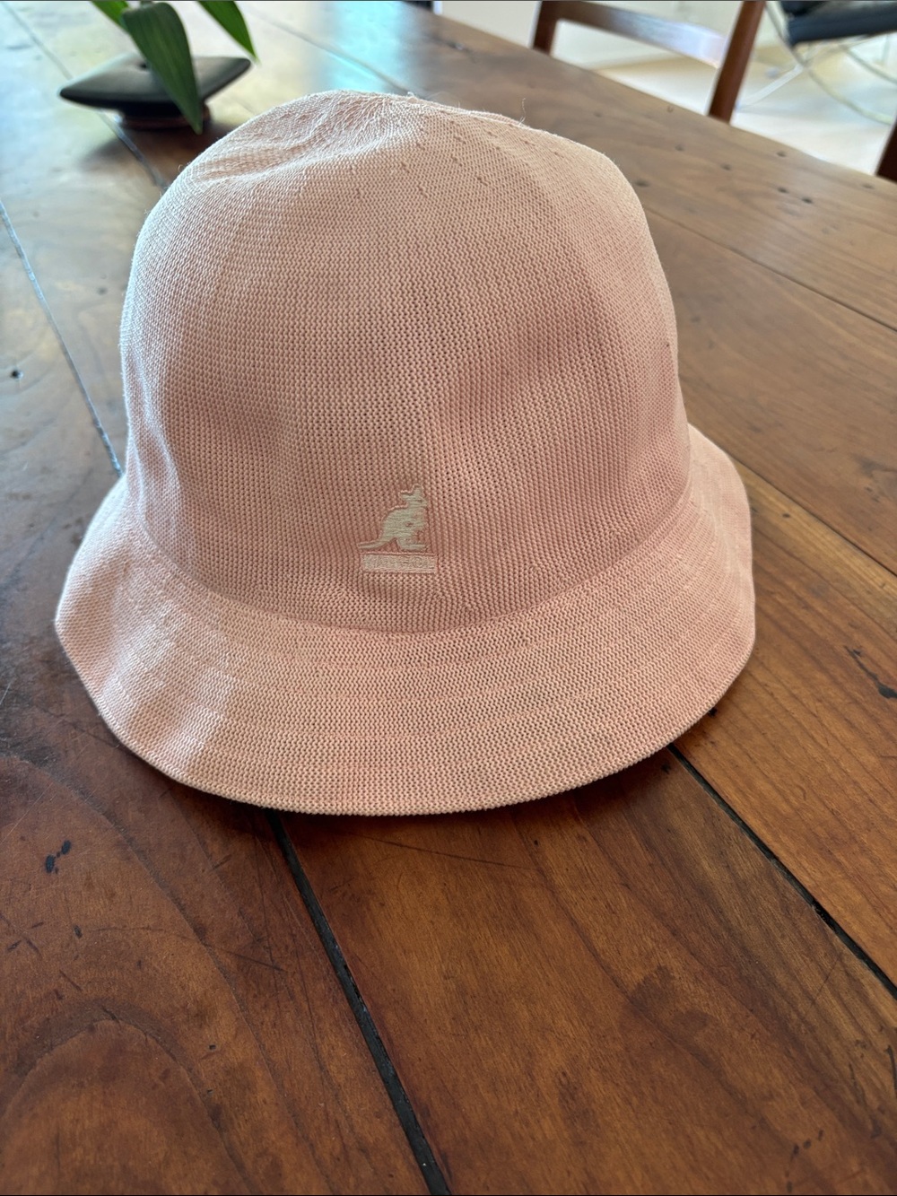 Kangol Tropic Casual Pale Pink Knit Bucket Hat with White Logo size L/XL